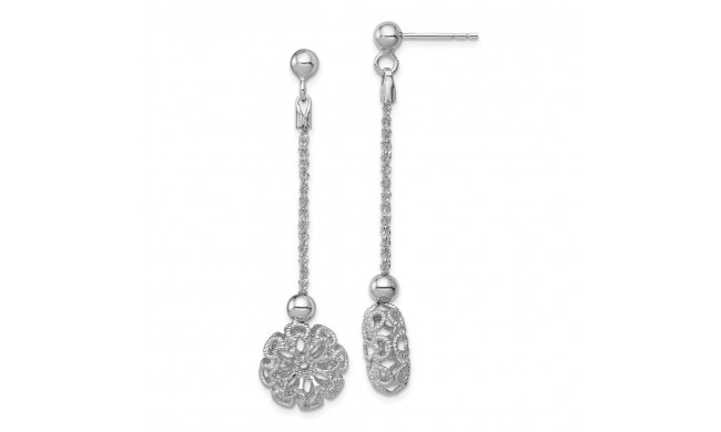 Quality Gold Sterling Silver Rhodium-plated Polished &  Flower Post Dangle Earrings - QE11381