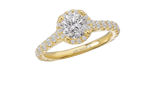 Romance 18k Yellow Gold Halo Semi-Mount Diamond Engagement Ring