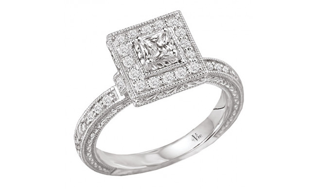 14k White Gold Halo Complete Diamond Engagement Ring