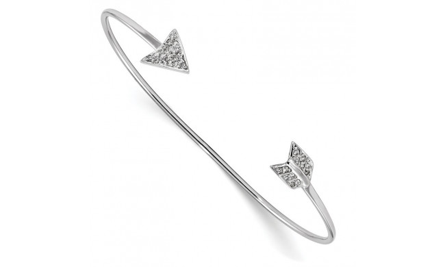 Quality Gold Sterling Silver Rhodium-plated CZ Arrow Slip-on Cuff Bangle Bracelet - QB1188