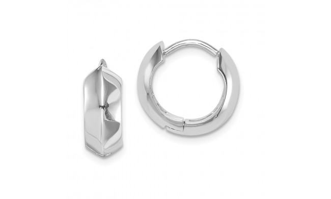 Quality Gold Sterling Silver Rhodium-plated Knife Edge Hinged Hoop Earrings - QE14189