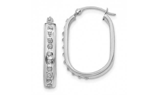 Quality Gold 14k White Gold Diamond Fascination Squared Hinged Hoop Earrings - DF131