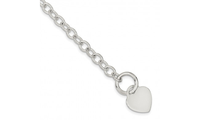 Quality Gold Sterling Silver Heart Disc Toggle Bracelet - QG2169-7.75