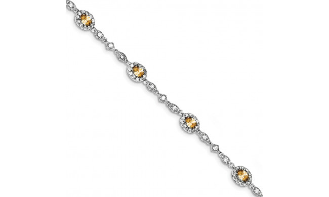 Quality Gold Sterling Silver Rhodium Plated 7inch Champagne CZ Bracelet - QX666CZ