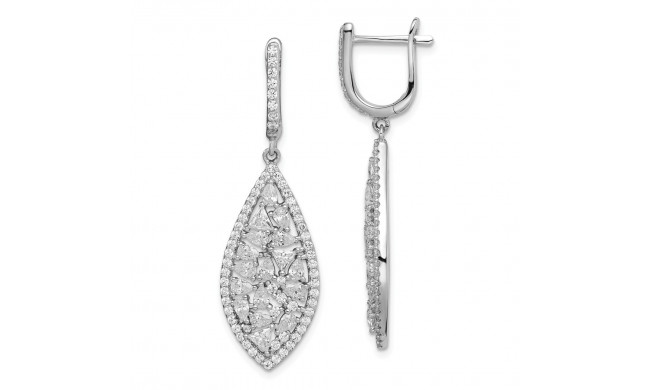 Quality Gold Sterling Silver Rhodium-plated Geometric CZ Leverback Dangle Earrings - QE15327