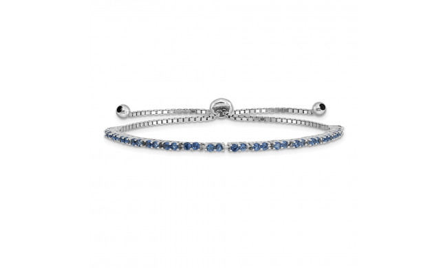 Quality Gold Sterling Silver Rhodium-plated September Birthstone Blue CZ Adj Bracelet - QG4757SEP