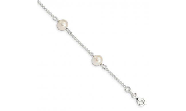 Quality Gold Sterling Silver & Cultured FW Pearl Bracelet - QG2996-7.25