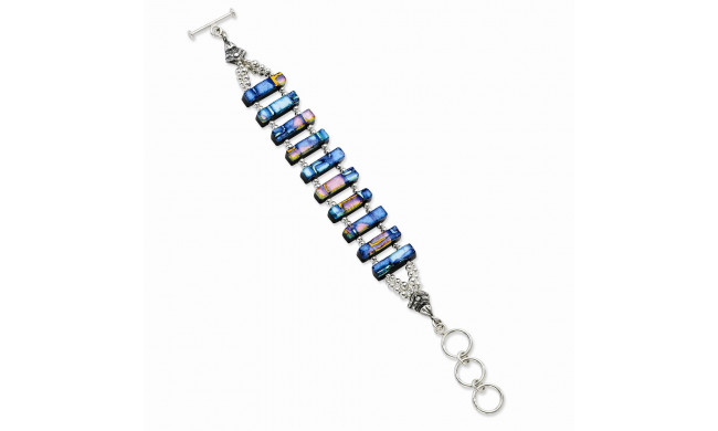 Quality Gold Sterling Silver Dichroic Glass 8in Toggle Bracelet - QG2747-8