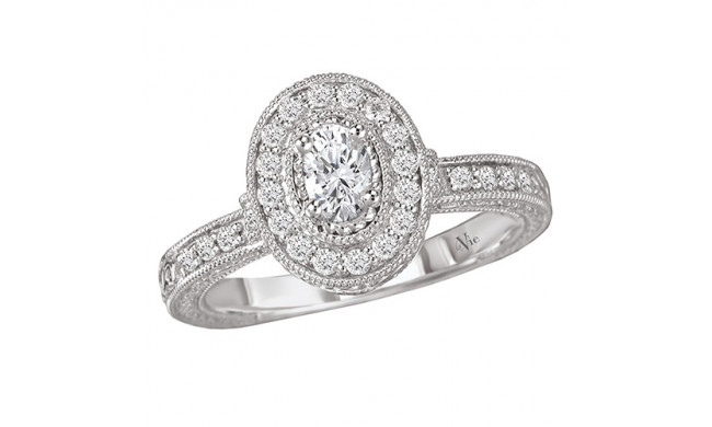 14k White Gold Halo Semi-Mount Diamond Engagement Ring