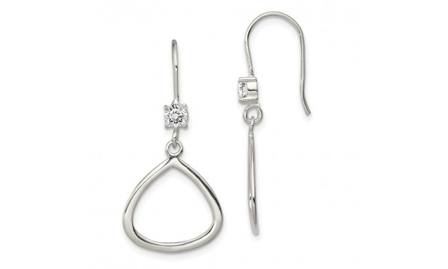 Quality Gold Sterling Silver CZ Dangle Shepherd Hook Earrings - QE8951