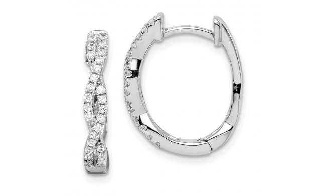 Quality Gold Sterling Silver Rhodium-plated CZ Twisted Oval Hoop Earrings - QE15090