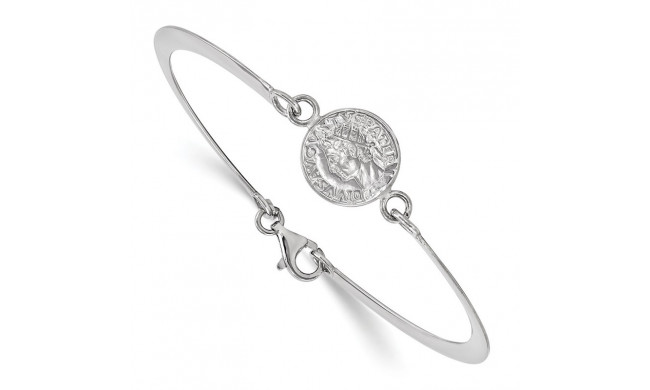 Quality Gold Sterling Silver Rhodium-plated Hollow Greek Theme Coin Bracelet - QB1115-7.5