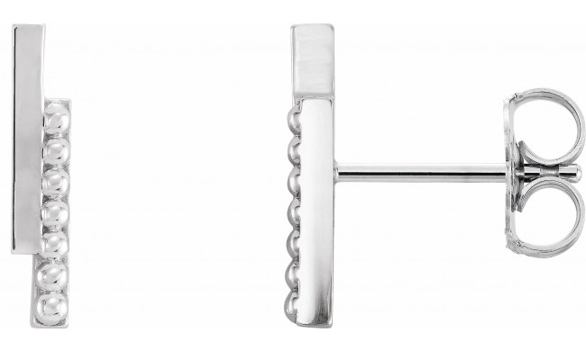 Platinum Beaded Bar Earring - 86569603P