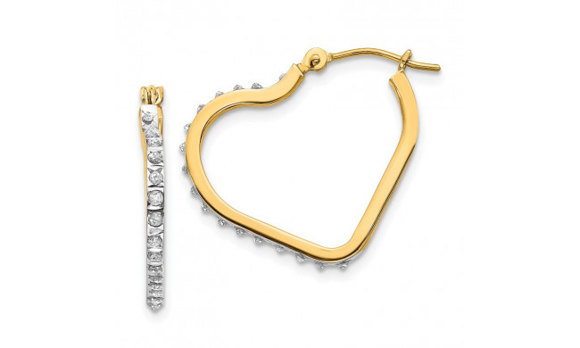 Quality Gold 14k Diamond Fascination Heart Hinged Hoop Earrings - DF258