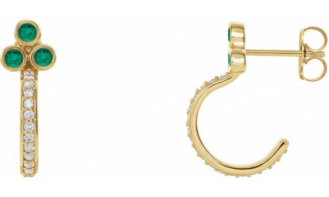 14K Yellow Emerald & 1/4 CTW Diamond J-Hoop Earrings - 8680660027P