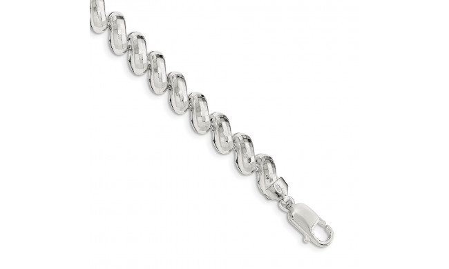 Quality Gold Sterling Silver Diamond Cut Fancy Link 7.5in Bracelet - QG3599-7.5