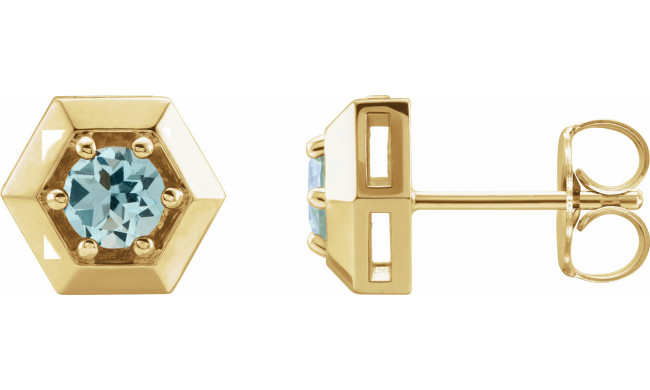 14K Yellow Aquamarine Geometric Earrings - 87127624P