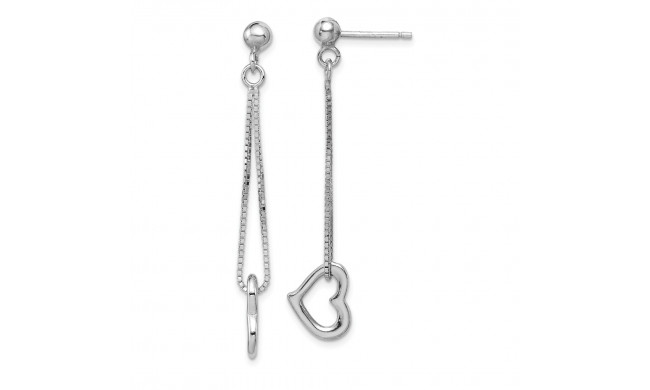 Quality Gold Sterling Silver Rhodium-plated Heart  Box Chain Post Dangle Earrings - QE11386