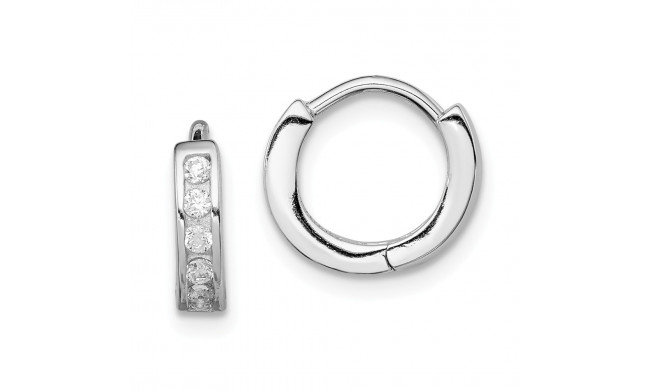 Quality Gold Sterling Silver Rhodium-plated CZ Hinged Hoop Earrings - QE9251