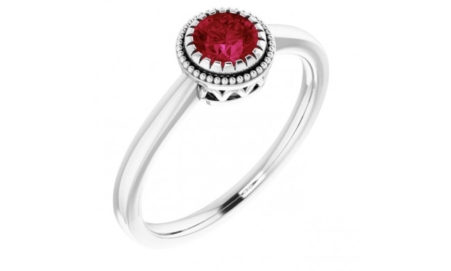 14K White Ruby July Birthstone Ring - 651609114P