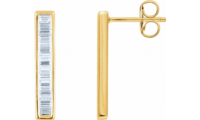 14K Yellow 1/2 CTW Diamond Baguette Bar Earrings - 65188660000P