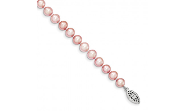 Quality Gold Sterling Silver 6-7mm Purple FW Cultured Pearl Bracelet - QH4763-7.25
