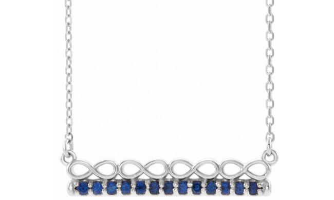 14K White Blue Sapphire Infinity-Inspired Bar 18 Necklace - 86823615P