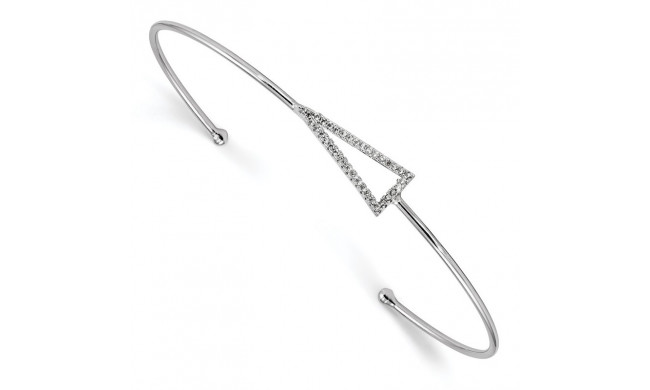 Quality Gold Sterling Silver Rhodium-plated CZ Triangle Slip-on Cuff Bangle Bracelet - QB1189