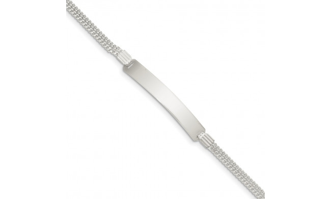 Quality Gold Sterling Silver Double Chain ID Bracelet - QID208-7.5