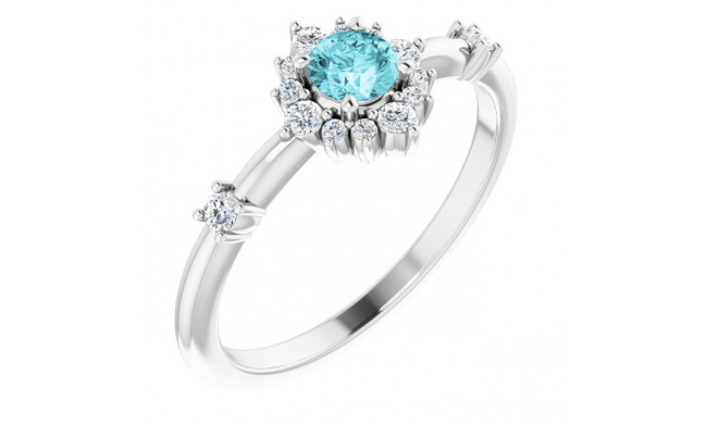 14K White Blue Zircon & 1/6 CTW Diamond Ring - 720886013P