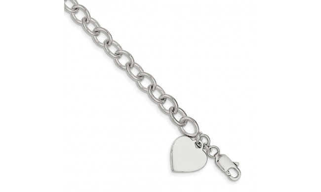 Quality Gold Sterling Silver Polished Heart Charm Fancy Link Bracelet - QG1474-8.25