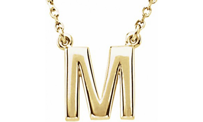 14K Yellow Block Initial M 16 Necklace - 84634316219P