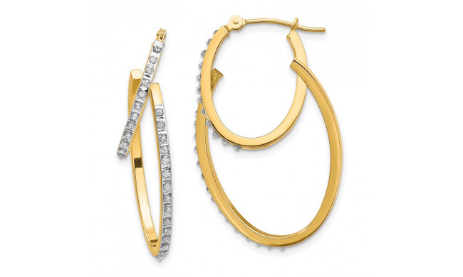 Quality Gold 14k Diamond Fascination Hinged Double Hoop Earrings - DF113