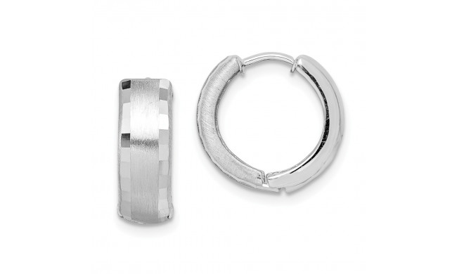 Quality Gold Sterling Silver Rhodium Brushed Patterned Hinged Hoop Earrings - QE8544