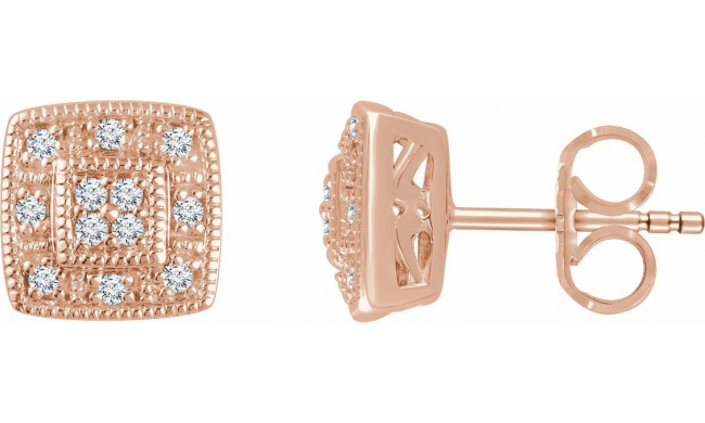 14K Rose 1/10 CTW Diamond Cluster Earrings - 65294560003P