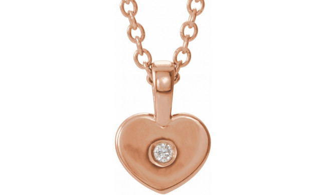 14K Rose .01 CT Diamond Youth Heart 16 Necklace - 190062612P