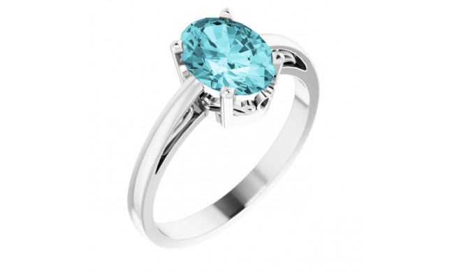 14K White Blue Zircon Ring - 70531124P