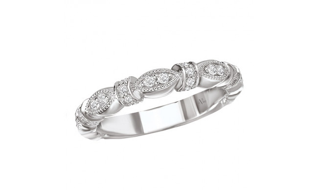 La Vie 14k White Gold Diamond Milgrain Wedding Band