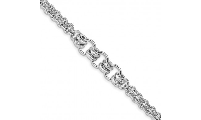 Quality Gold Sterling Silver Rhodium Plated Polished Multi Chain Bracelet - QG5002-7.25