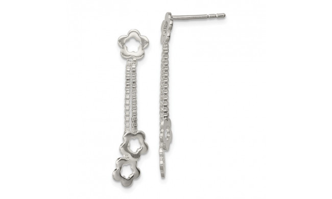 Quality Gold Sterling Silver Flower Dangle Earrings - QE4094