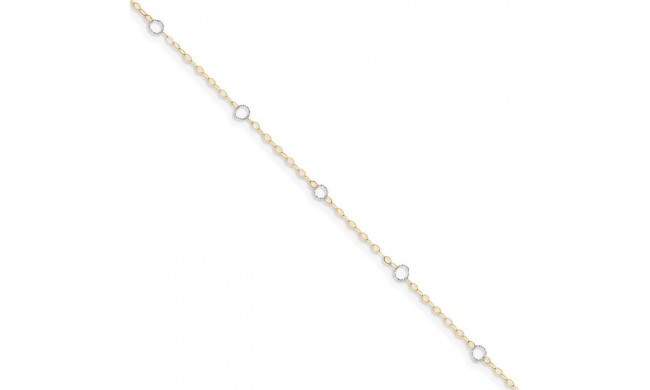 Quality Gold 14k Two Tone Adjustable Circle Anklet - ANK184-9