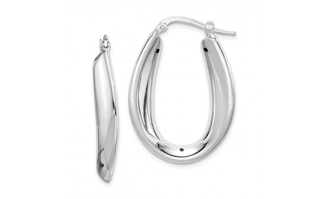 Quality Gold Sterling Silver Polished Rhodium Plated Oval Hollow Hoop Earrings - QE8308