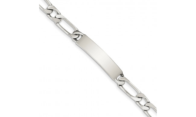 Quality Gold Sterling Silver 7.5inch Polished Engraveable 1 Figaro Link ID Bracelet - QID115-7.5