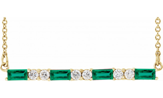 14K Yellow Emerald & 1/5 CTW Diamond Bar 16-18 Necklace - 86790631P