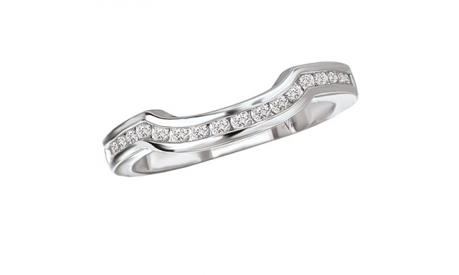 14k White Gold Curved Diamond Wedding Band