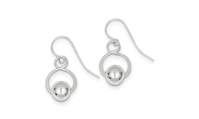 Quality Gold Sterling Silver Twist  Bead Dangle Earrings - QE4897