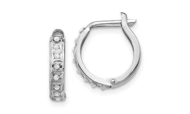 Quality Gold 14k White Gold Diamond Fascination Round Hinged Hoop Earrings - DF169