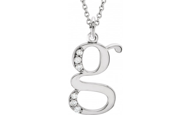 14K White .03 CTW Diamond Lowercase Initial g 16 Necklace - 8580360018P