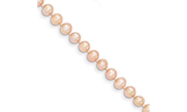 Quality Gold 14k Pink Near Round Freshwater Cultured Pearl Bracelet - XF506-4