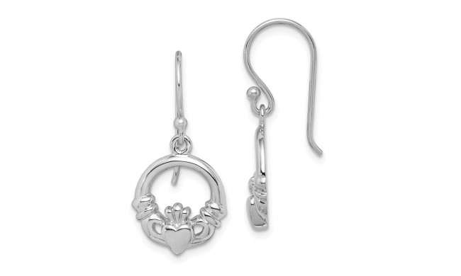 Quality Gold Sterling Silver Rhodium Plated Claddagh Dangle Earrings - QE14972